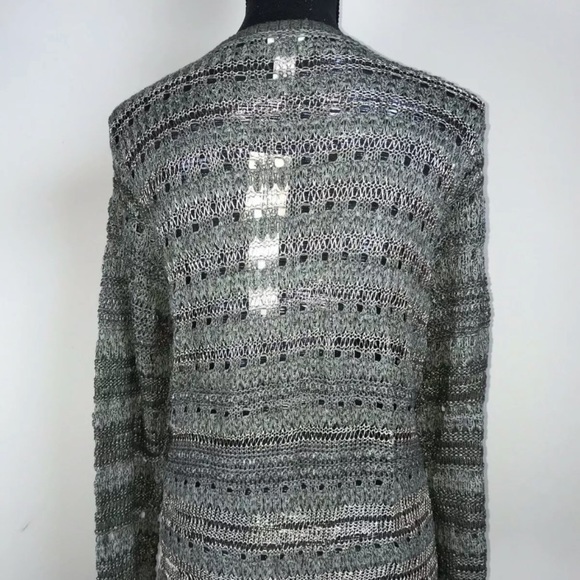 Chico’s Metallic Drape Cardigan Kyler Sweater Women’s Size Large - Picture 4 of 6